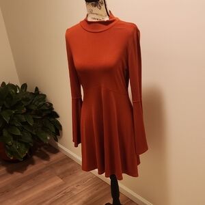 BCBGeneration Terracotta Long Sleeve Dress Warm Rust Color Size Small.